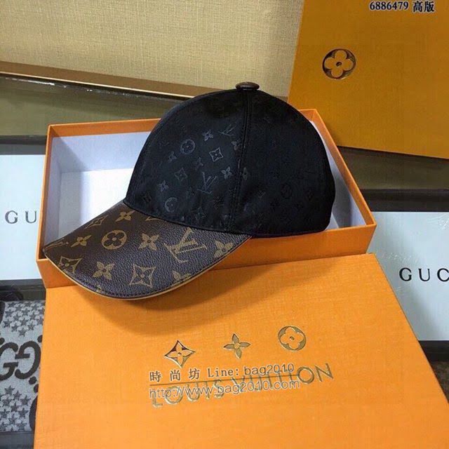 LV男士帽子 路易威登皮質帽檐鴨舌帽棒球帽  mm1039